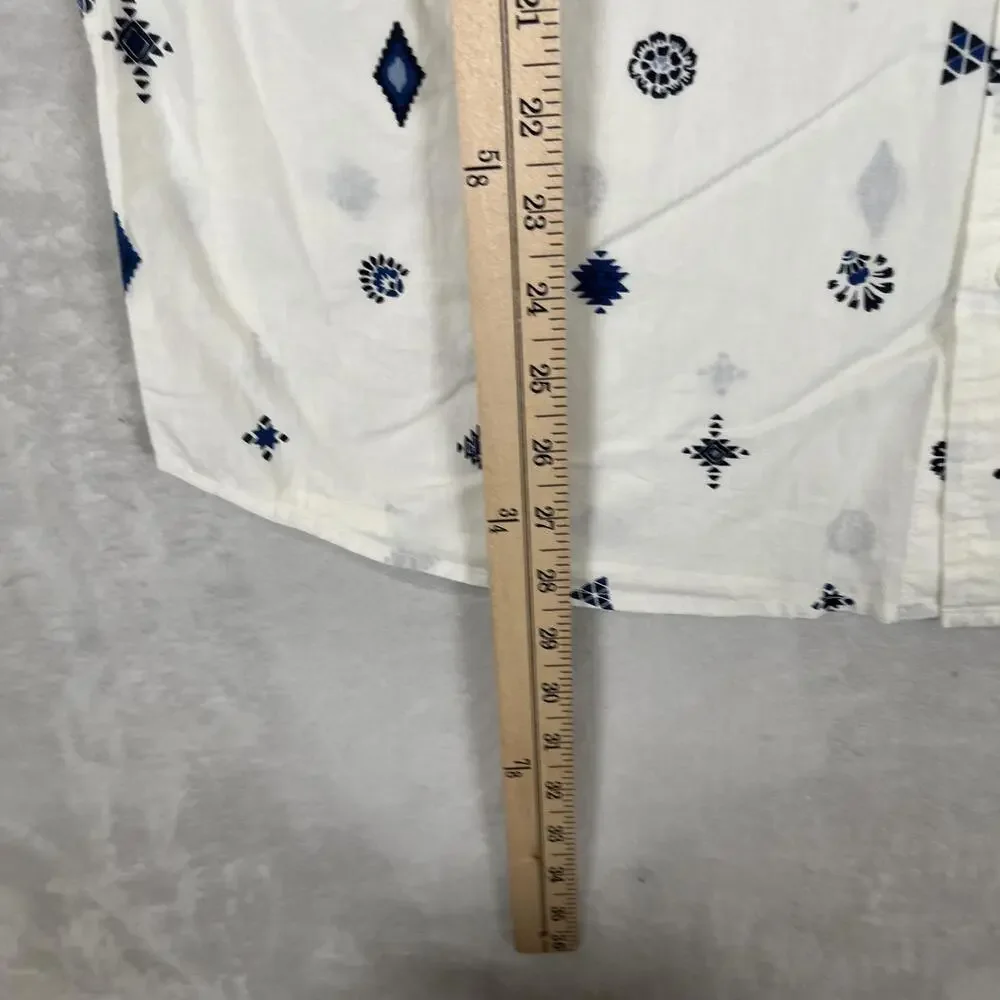 Levi's Shirt Mens Medium White Geometric Short Sleeve Button Front Casual Summer